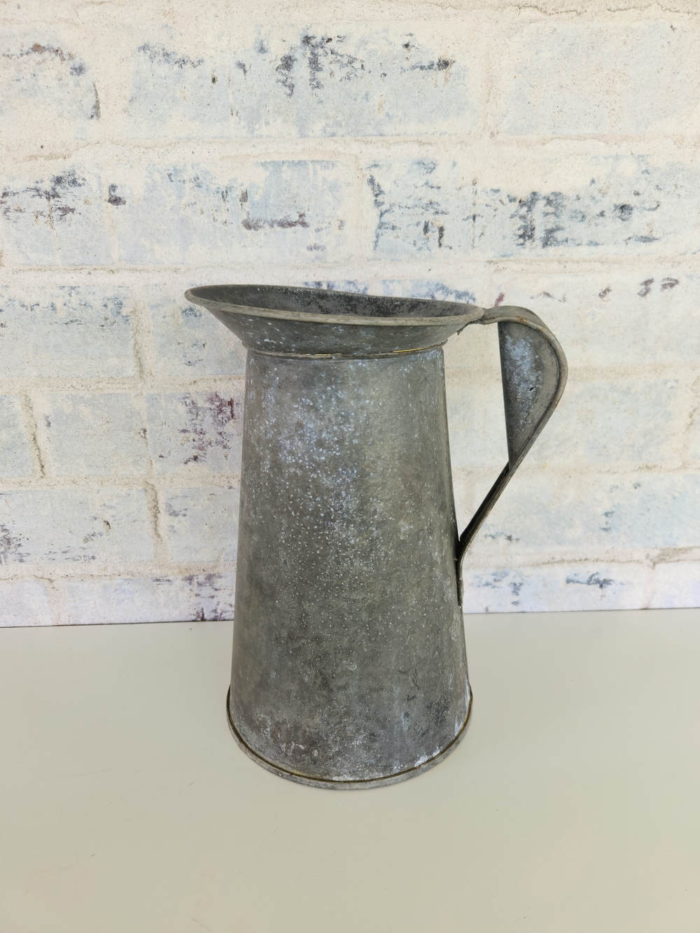 Antique French Style Galvanized Metal Water Pitcher 1 Gallon  | Rustic Farmhouse